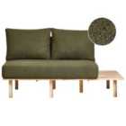 Beliani 2 Seater Boucle Sofa With Table Dark Green Salo