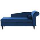 Beliani Right Hand Velvet Chaise Lounge Navy Blue Luiro
