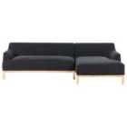 Beliani Left Hand Fabric Corner Sofa Black Sosjo