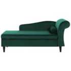 Beliani Right Hand Velvet Chaise Lounge Emerald Green Luiro