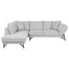 Beliani Right Hand Linen Corner Sofa Light Grey Elga