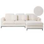 Beliani Left Hand Boucle Corner Sofa White Oslo