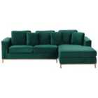 Beliani Left Hand Velvet Corner Sofa Emerald Green Oslo