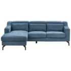 Beliani Right Hand Fabric Corner Sofa Blue Glosli