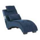 Beliani Velvet Chaise Lounge With Bluetooth Speaker Usb Port Blue Simorre