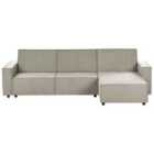 Beliani Left Hand Fabric Corner Sofa Bed Beige Romedal Ii