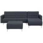 Beliani Left Hand Fabric Corner Sofa With Ottoman Dark Grey Aberdeen