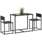 HOMCOM 3 Piece Dining Table Set with Metal Frame, Black