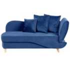 Beliani Right Hand Velvet Chaise Lounge With Storage Blue Meri Ii