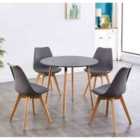 Dining Table And 4 Chairs Grey Round Table With 4 Grey Plastic Chairs Dining Room Furniture