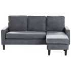 Beliani 3 Seater Fabric Sofa With Ottoman Dark Grey Avesta