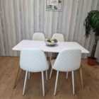 Modern Rectangle White Dining Table Set With 4 White Chairs Dining Room Furniture
