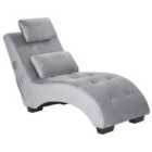 Beliani Velvet Chaise Lounge With Bluetooth Speaker Usb Port Grey Simorre