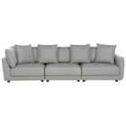 Beliani 3 Seater Fabric Sofa Light Grey Sigtuna