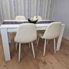 Dining Table and 4 Chairs Set White Black Table With 4 Cream Chairs Dining Room Furniture