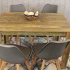 Modern Rustic Effect Wood Dining Table Set With 4 Grey Plastic Chairs Dining Furniture Set