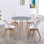 Dining Table And 4 Chairs Grey Round Table With 4 White Plastic Chairs Dining Room Furniture