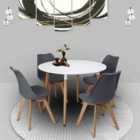 Dining Table And 4 Chairs White Round Table With 4 Grey Plastic Chairs Dining Room Furniture
