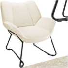 Armchair Kjeld - Cosy Bouclã© Fabric, Wingback Design, Sleek Steel Frame