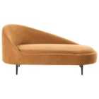 Beliani Left Hand Fabric Chaise Lounge Orange Valreas