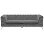 Beliani 3 Seater Velvet Fabric Sofa Grey Sotra