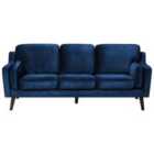 Beliani 3 Seater Velvet Sofa Blue Lokka