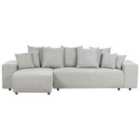 Beliani Right Hand Fabric Corner Sofa Bed With Storage Light Grey Luspa