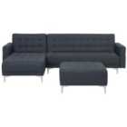 Beliani Right Hand Fabric Corner Sofa With Ottoman Dark Grey Aberdeen