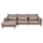 Beliani Right Hand Faux Suede Corner Sofa Light Brown Gallo