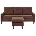 Beliani 3 Seater Fabric Sofa With Ottoman Brown Avesta