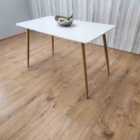 Modern Rectangle White Dining Table Set With 4 Green Velvet Chairs Dining Room Furniture