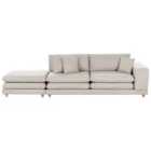 Beliani 2 Seater Fabric Sofa With Ottoman Beige Heden