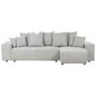 Beliani Left Hand Fabric Corner Sofa Bed With Storage Light Grey Luspa