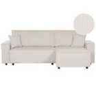 Beliani Left Hand Jumbo Cord Corner Sofa Bed Off-white Abacka