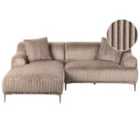 Beliani Right Hand Jumbo Cord Corner Sofa Light Brown Stenum