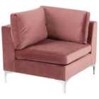 Beliani Velvet Corner Section Pink Evja