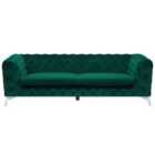 Beliani 3 Seater Velvet Fabric Sofa Emerald Green Sotra