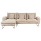 Beliani Right Hand Fabric Corner Sofa Beige Sersan