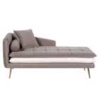 Beliani Left Hand Velvet Chaise Lounge Brown With White Gonesse