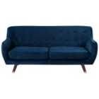 Beliani 3 Seater Velvet Sofa Navy Blue Bodo