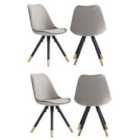Life Interiors Set Of 4 Sofia Velvet Dining Chairs Upholstered For Dining Room Kitchen Restaurant Office, Dark Grey