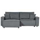 Beliani Right Hand Fabric Corner Sofa Bed With Storage Dark Grey Karila