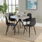 Core Products Aspen Grey Oak Round Table & 4 Black Curve Chair Dining Set