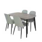 Core Products Aspen Grey Oak Rect Table & 4 Grey Duo Chair Dining Set