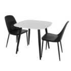 Core Products Aspen White Square Table & 2 Black Duo Chair Dining Set