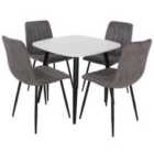 Core Products Aspen White Square Table & 4 Grey Fabric Chair Dining Set
