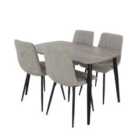 Core Products Aspen Grey Oak Rect Table & 4 Lt Grey Fabric Chair Dining Set