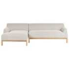 Beliani Right Hand Fabric Corner Sofa Light Beige Sosjo