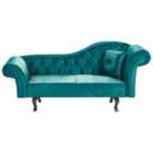 Beliani Right Hand Velvet Chaise Lounge Green Lattes Ii