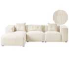 Beliani Right Hand Jumbo Cord Corner Sofa Off-white Dolva